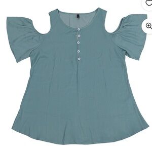 NWT XL cold shoulder flared ruffle sleeved tunic top swing shirt